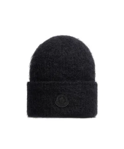 Moncler Mohair  Wool Blend Beanie In Brown