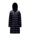 Moncler Moka Long Down Jacket In Blue