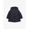 Moncler Navy Molan Hooded Shell-down Jacket 9 Months - 3 Year In Black