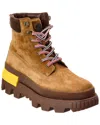 Moncler Men's Mon Corp Leather Ankle Boots In Brown