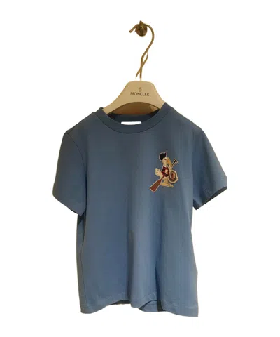 Moncler Kids' Mon Duck Logo Cotton T-shirt In Blue