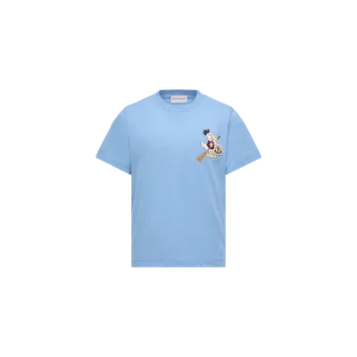 Moncler Kids' T-shirt En Coton À Logo Mon Duck, Garçons, Bleu, Taille: 8a In Blue