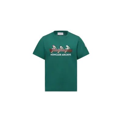 Moncler Kids' T-shirt En Coton À Logo Mon Duck, Garçons, Vert, Taille: 6a In Green