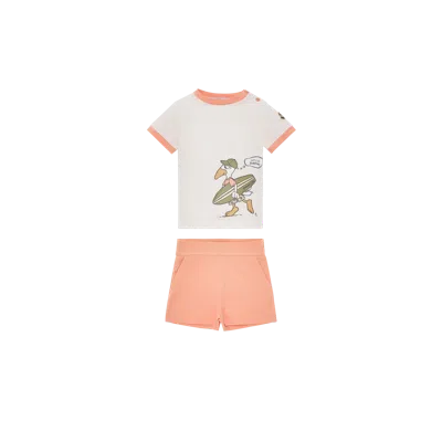 Moncler Kids' Ensemble En Coton Mélangé À Imprimé Monduck Surf, Garçons, Multicolore, Taille: 9/12