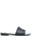 Moncler Mon Logo Rubber Slides In Blue