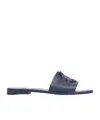 Moncler Mon Logo Rubber Slides In Blue