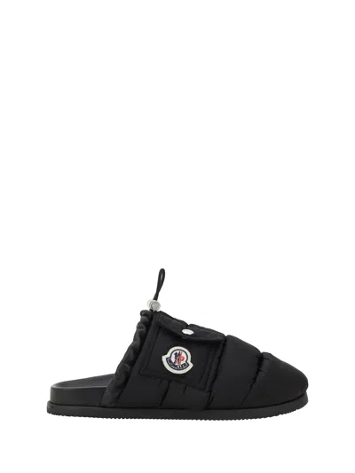 Moncler Mon Pocket Padded Black Mules In Multi