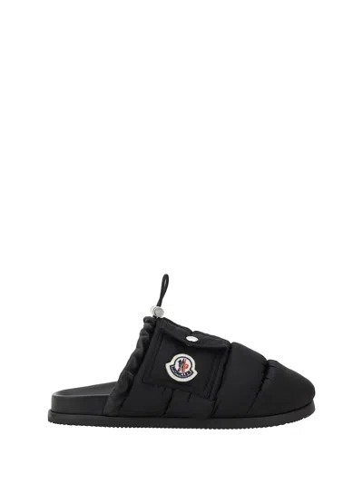Moncler Mon Pocket Padded Black Mules In Multi