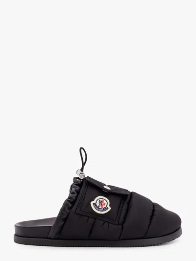 Moncler Mon Pocket Padded Leather Mules, Women, Black, Size: 40