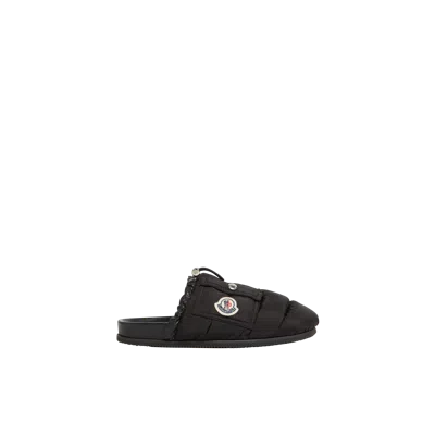 MONCLER MON POCKET PADDED LEATHER MULES, WOMEN, BLACK, SIZE: 39