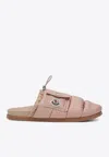 Moncler Mon Pocket Slippers With Soft Padded Design And Logo Patch In Pink