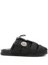 Moncler Women Mon Pocket Padded Leather And Nylon Mule In Black