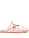 Moncler Mon Pocket Slippers With Soft Padded Design And Logo Patch In Light Pink