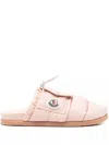Moncler Mon Pocket Slippers With Soft Padded Design And Logo Patch In Neutrals