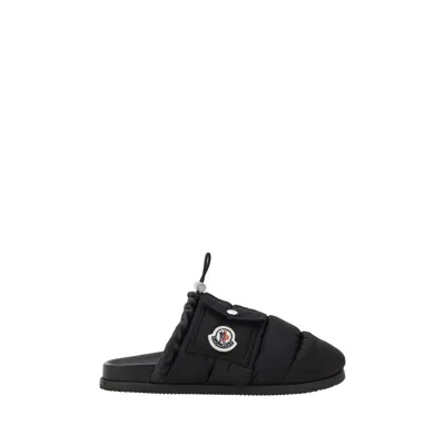 Moncler Mon Pocket Padded Black Mules In Multi