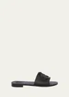 Moncler Mon Rubber Logo Flat Slide Sandals In Black