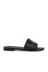 Moncler Mon Rubber Logo Flat Slide Sandals In Black