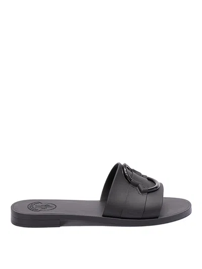 Moncler Mon Slide Flip Flops In Black