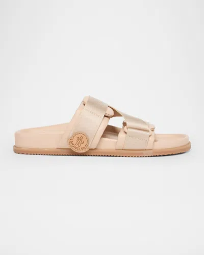 Moncler Mon Summer Leather Crisscross Sandals In Nude