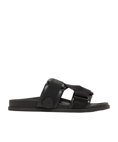 MONCLER MON SUMMER NAPPA LEATHER SLIDERS