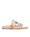 Moncler Mon Summer Leather Crisscross Sandals In Nude