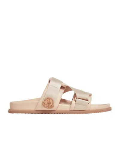 MONCLER MON SUMMER NAPPA LEATHER SLIDERS