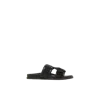 Moncler Mon Summer Leather Sandals With Nylon Details In ブラック