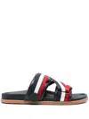 Moncler Blue Leather Mon Summer Sliders In Multi