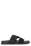 Moncler Mon Summer Leather Sandals With Nylon Details In Black