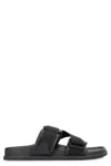 Moncler Mon Summer Leather Sandals With Nylon Details In Black