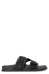 Moncler Mon Summer Leather Sandals With Nylon Details In Black