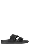 Moncler Mon Summer Leather Sandals With Nylon Details In Black