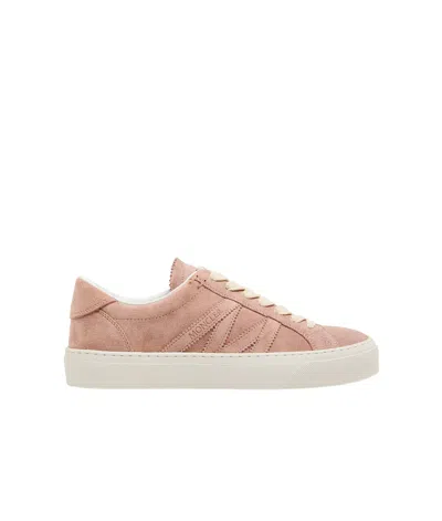 Moncler Sneaker Monaco2 Low Top Nude Suede In Brown