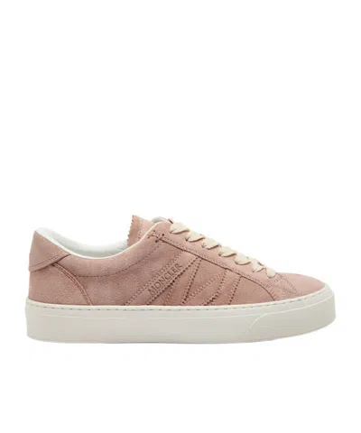 Moncler Monaco 2 Panelled Suede Sneakers In Pink
