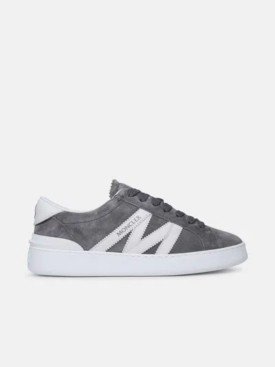 Moncler 'monaco' Grey Leather Sneakers