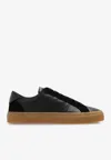 Moncler Monaco Leather Low-top Sneakers In Black