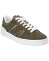 Moncler Monaco Suede And Leather Sneakers In Green