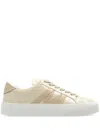 Moncler Sneakers Monaco 2 Women Leather Beige In Metallic