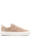 Moncler Monaco Suede Low-top Sneakers In Brown