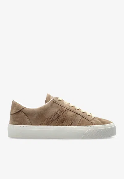 MONCLER MONACO SUEDE LOW-TOP SNEAKERS