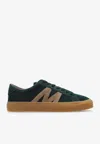 Moncler Suede Monaco Low-top Sneakers In Green