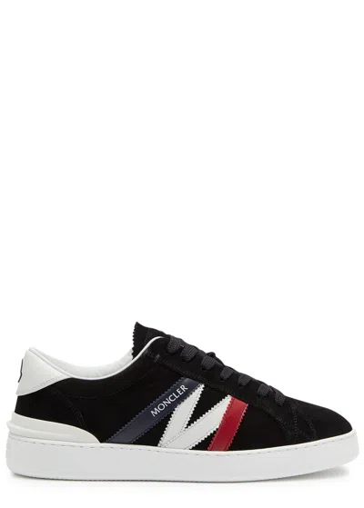 Moncler Monaco Suede Sneakers In Black