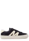 Moncler Monaco2 Suede And Nubuck Leather Trainers In Navy