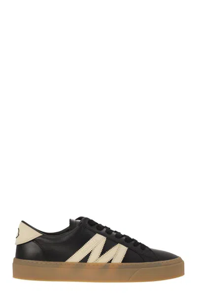 Moncler Black Leather Low Tops