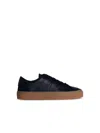 Moncler Monaco Leather Low-top Sneakers In Black