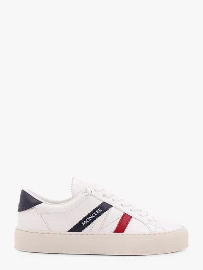Moncler Monaco2 Leather Sneakers With Logo Print In White