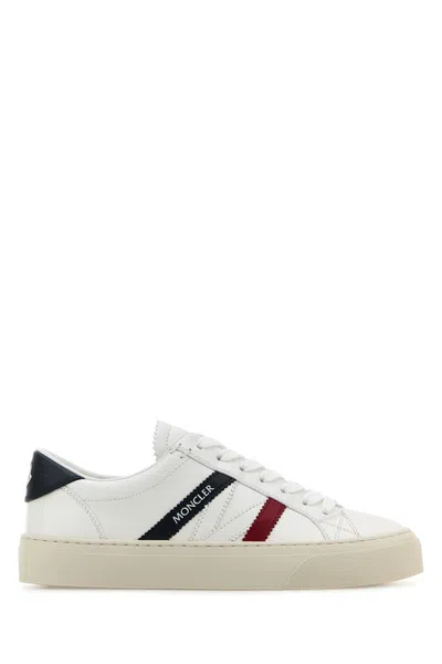 MONCLER MONCLER WHITE LEATHER MONACO 2 SNEAKERS