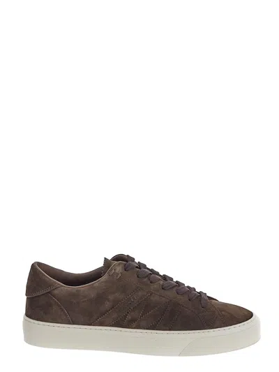 Moncler Men's Monclub Nubuck Low-top Sneakers In Brown