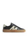 Moncler Monaco2 Low-top Leather Sneakers In Black