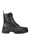 Moncler Leather Boots With Engraved Logo In Black